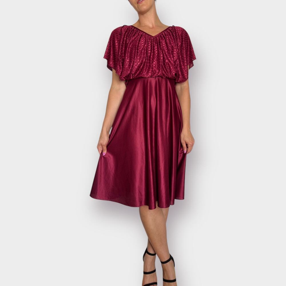 70s Burgundy Drape Top Dress